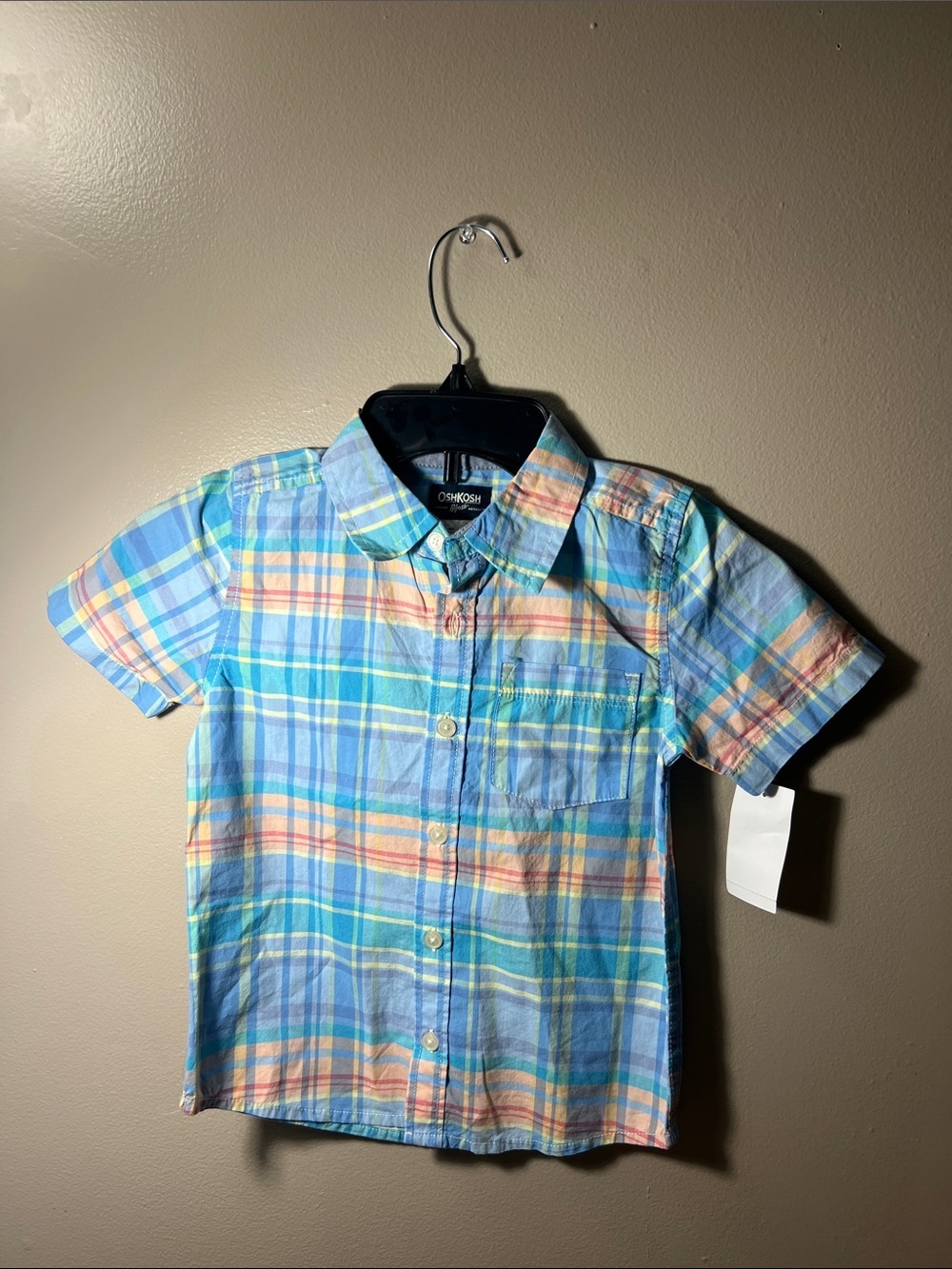 Oshkosh B’gosh Blue Multi Plaid Short Sleeve Button-Down Shirt
